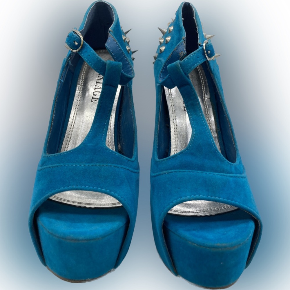 Vintage Blue Studded Heels Size 8.5 - Picture 3 of 10